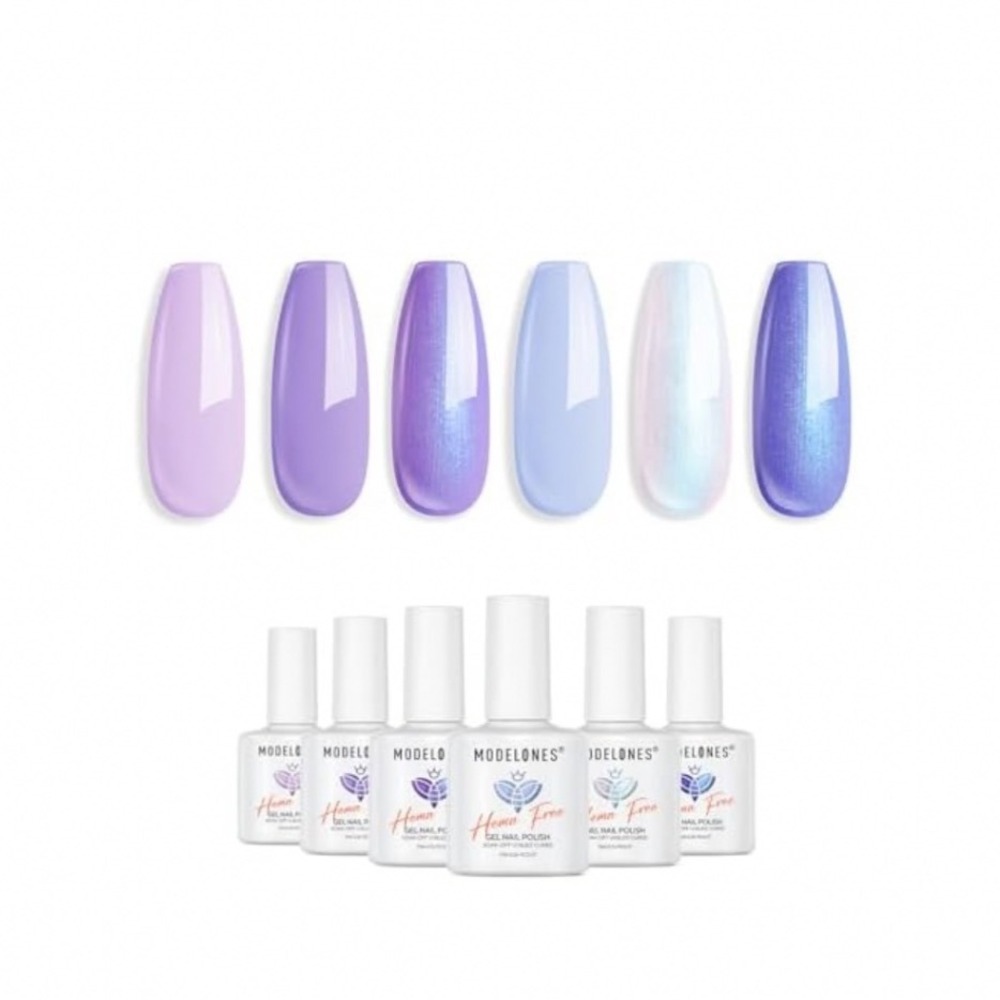 MODELONES Purple Hema Free Gel Nail Set 6 Colors